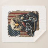 Motorcycle USA Flag Retro Biker Chopper Sherpadecke (Vorderseite (Horizontal))