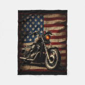 Motorcycle Usa Flag Retro Biker  Fleecedecke (Vorderseite)