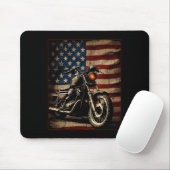 Motorcycle Usa Flag Retro Biker Mousepad (Mit Mouse)