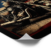 Motorcycle Usa Flag Retro Biker Poster (Ecke)