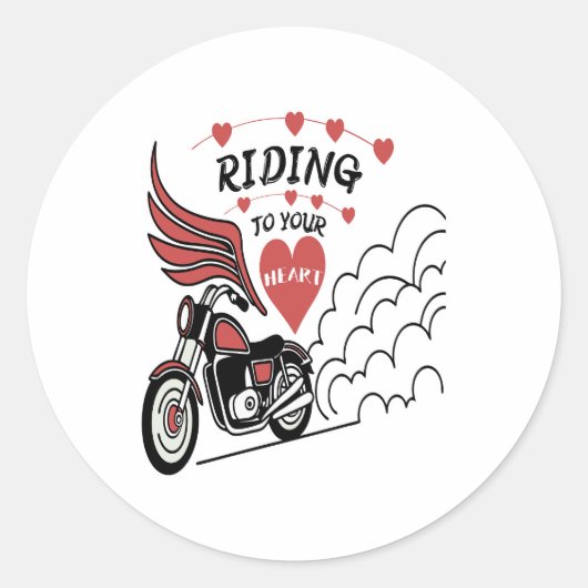 Motorcycle Valentine Runder Aufkleber (Vorderseite)