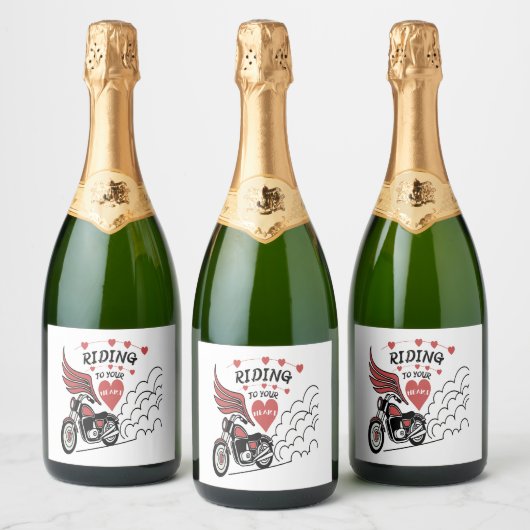 Motorcycle Valentine Schaumweinetikett (Flaschen)