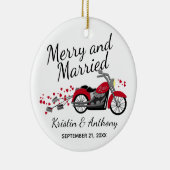 Motorcycle Wedding Newlywed Merry & Married Keramik Ornament (Rechts)