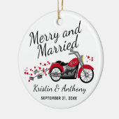 Motorcycle Wedding Newlywed Merry & Married Keramik Ornament (Links)