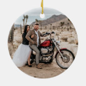 Motorcycle Wedding Newlywed Merry & Married Keramik Ornament (Hinten)