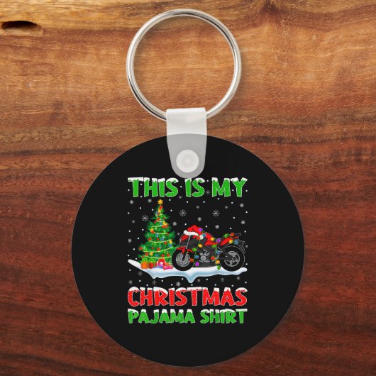 Motorcycle Xmas Tree Lights This Is My Christmas P Schlüsselanhänger (Vorderseite)