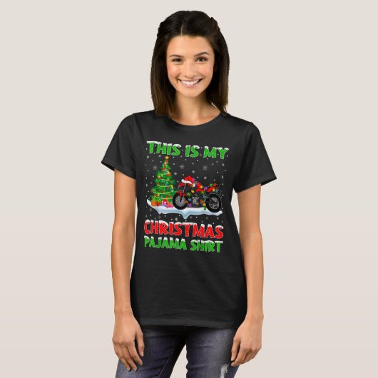 Motorcycle Xmas Tree Lights This Is My Christmas P T-Shirt (Vorne ganz)