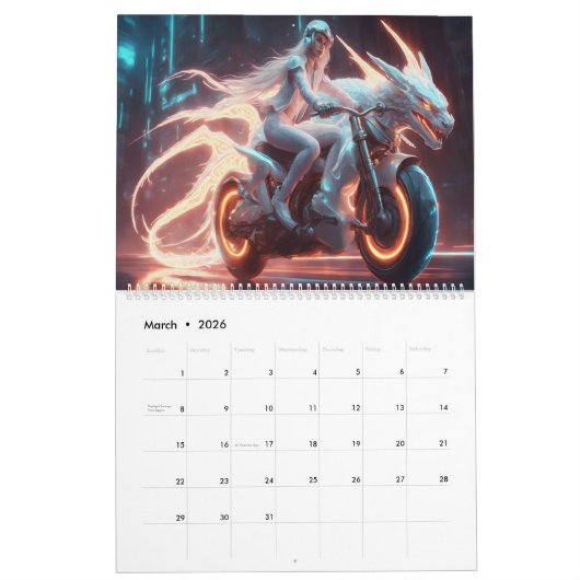 Motorcycles AI Art Kalender (Mär 2026)