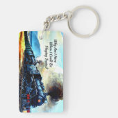 Motoren mit Dampfzug und Lokomotive mit Text Schlüsselanhänger (Rückseite)