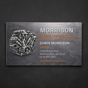 Motorendiagnose Auto Motor Metallisch Visitenkarte