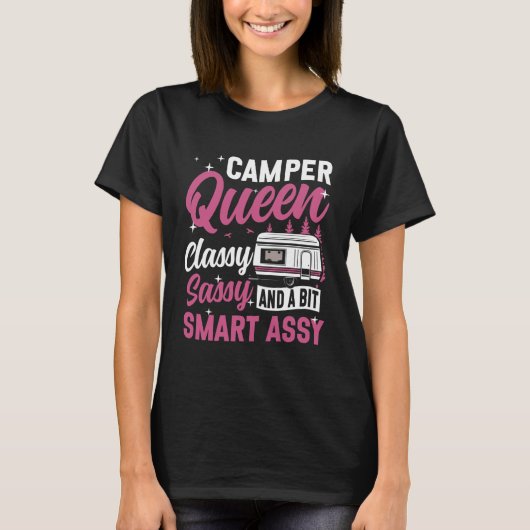 Motorhome Camping Retro Camper Queen Classy Sassy T-Shirt (Vorderseite)