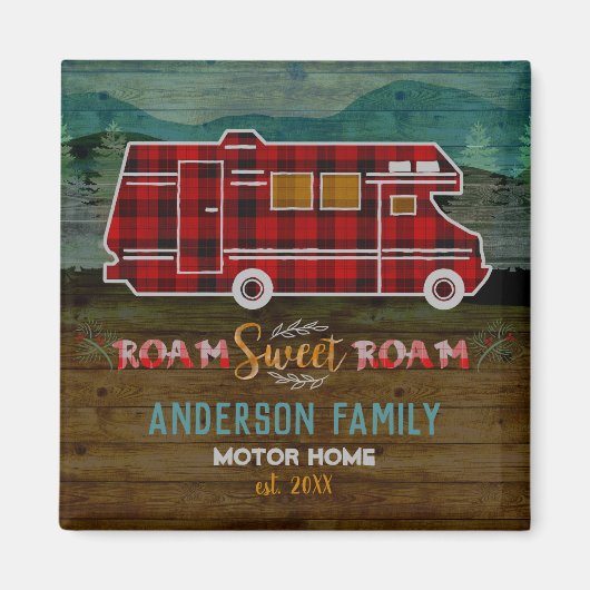 Motorhome RV Camper Reisen Van Rustic Personalisie Magnet (Vorne)