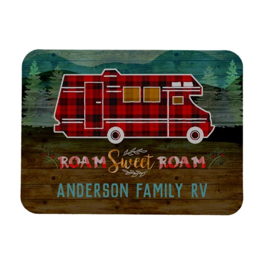 Motorhome RV Camper Reisen Van Rustic Personalisie Magnet (Horizontal)