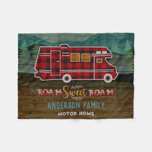 Motorhome RV Camper Travel Van Rustic Personalized Fleecedecke (Vorderseite (Horizontal))
