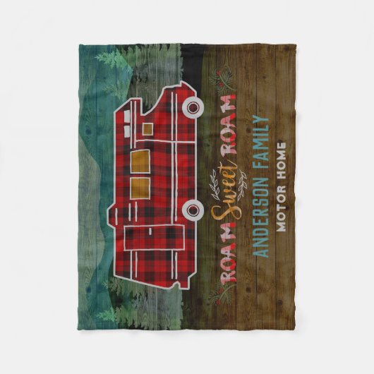 Motorhome RV Camper Travel Van Rustic Personalized Fleecedecke (Vorderseite)