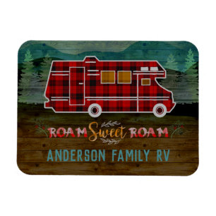 Motorhome RV Camper Travel Van Rustic Personalized Magnet