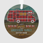 Motorhome RV Camper Travel Van Rustic Personalized Ornament (Rückseite)