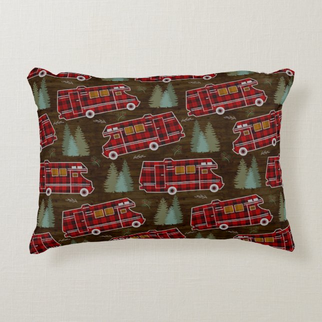 Motorhome RV Camper Travel Van Rustic Pine Muster Dekokissen (Vorderseite)
