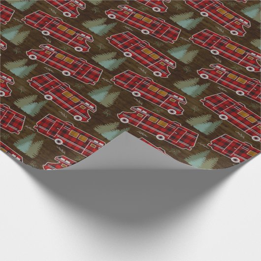 Motorhome RV Camper Travel Van Rustic Pine Muster Geschenkpapier (Ecke)