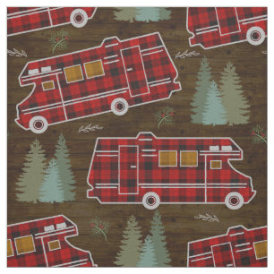 Motorhome RV Camper Travel Van Rustic Pine Muster Stoff