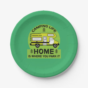 Motorhome RV Motorhome Camping Life Latte Tass Pappteller