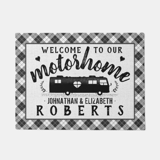 Motorhome RV Rustikales graues Kariertes Bauernhau Fußmatte (Vorderseite)