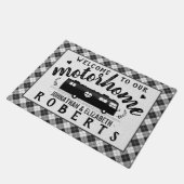 Motorhome RV Rustikales graues Kariertes Bauernhau Fußmatte (Schrägansicht)