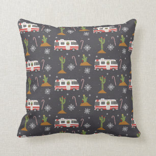 Motorhome RV Wüste Kaktus Weihnachtsbaum Kissen