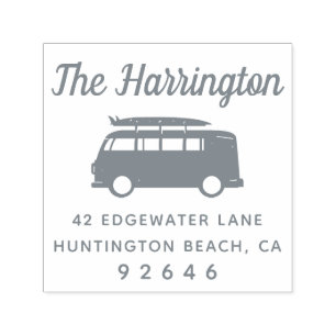 Motorhome Surfboard Familienname Rücksendeadresse Permastempel