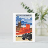 Motoring in Deutschland 1930 Reiseplakat Postkarte (Stehend Vorderseite)