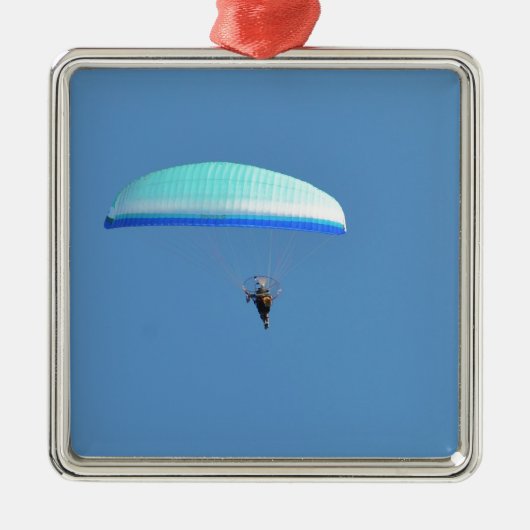 Motorisierter Paraglider Silbernes Ornament (Vorne)