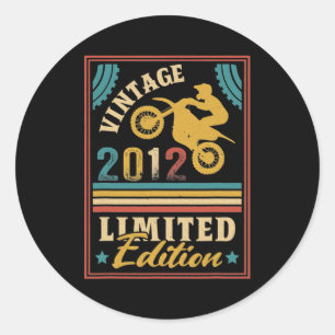 Motorrad 10. Geburtstag Männer Vintage 2012 Biker Runder Aufkleber