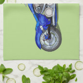 Motorrad 1 - Blau Geschirrtuch (Gefaltet)