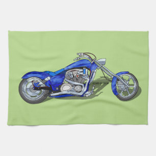 Motorrad 1 - Blau Geschirrtuch