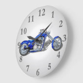 Motorrad 1 - Blau Große Wanduhr (Winkel)