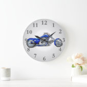 Motorrad 1 - Blau Große Wanduhr (Zuhause)