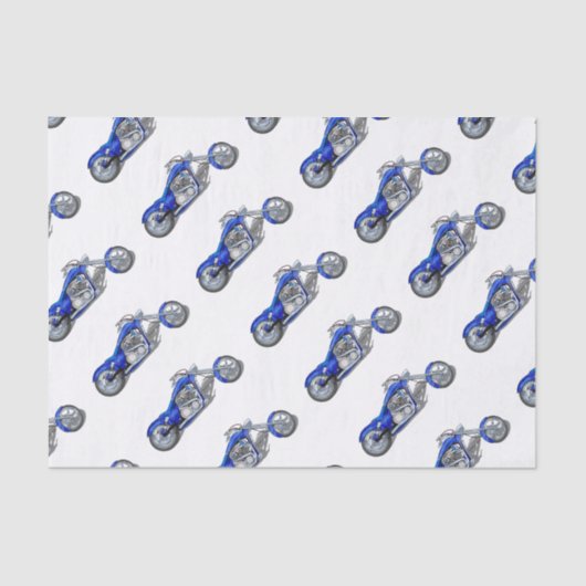 Motorrad 1 - Blau Seidenpapier (Vorderseite)