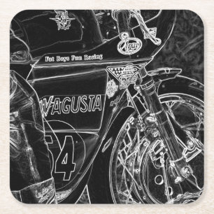 Motorrad 1 Küste Rechteckiger Pappuntersetzer