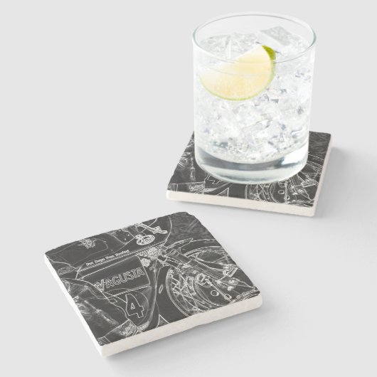 Motorrad-1-Küste Steinuntersetzer (Seitenansicht)