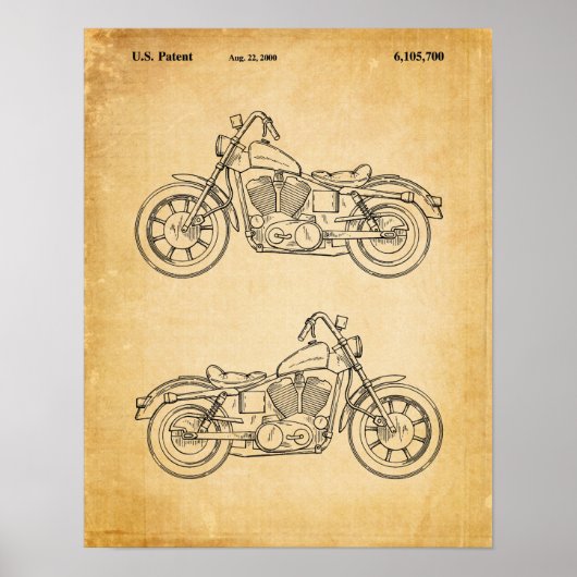 Motorrad-Armabdeckung Patent Alte Buchseite Poster (Vorne)
