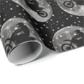 Motorrad auf dem Mond Geschenkpapier (Rolleneckpunkt)