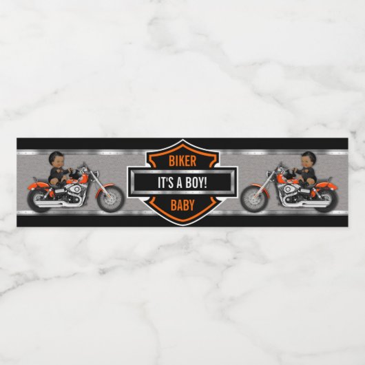 Motorrad Baby Orange Black Shield Wasserflaschenetikett (Einzelnes Label)