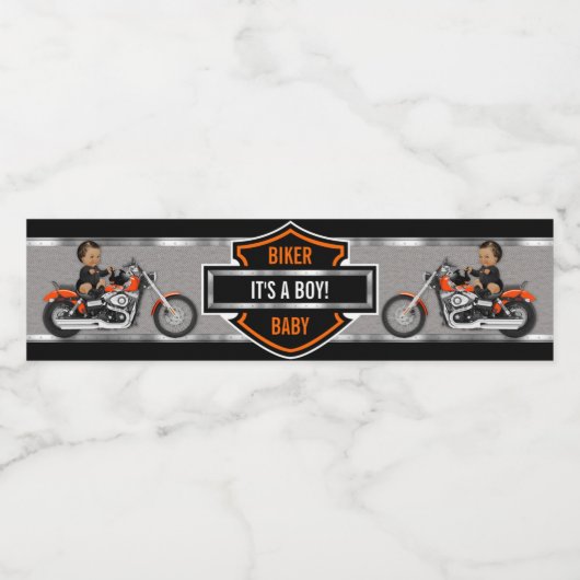 Motorrad Baby Orange Black Shield Wasserflaschenetikett (Einzelnes Label)