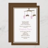 Motorrad-Babyparty-Einladung ROSA Einladung (Vorne/Hinten)