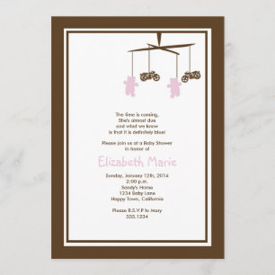 Motorrad-Babyparty-Einladung ROSA Einladung