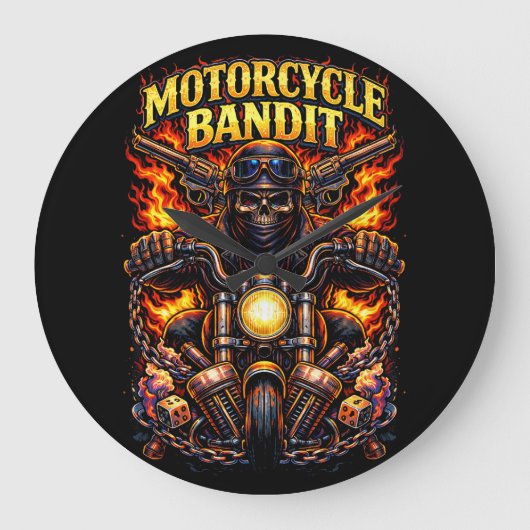 Motorrad-Bandit Große Wanduhr (Vorderseite)