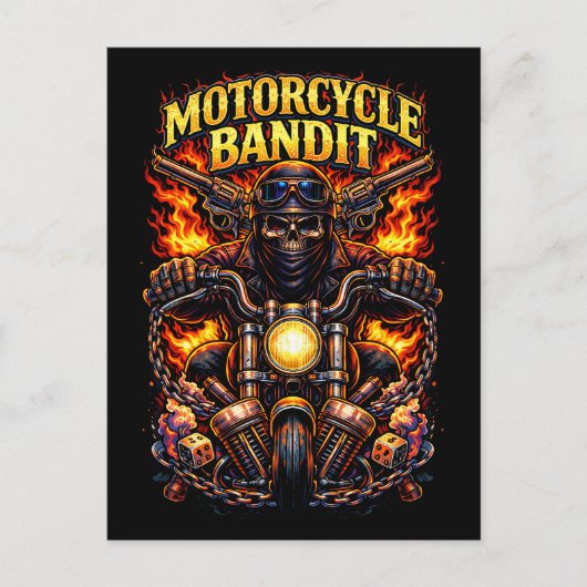 Motorrad-Bandit Postkarte (Vorderseite)
