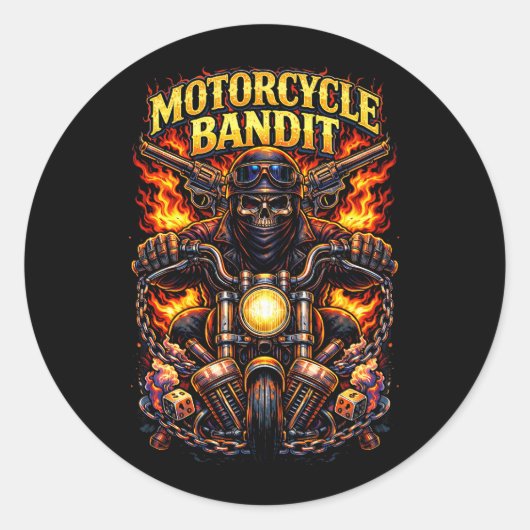 Motorrad-Bandit Runder Aufkleber (Vorderseite)