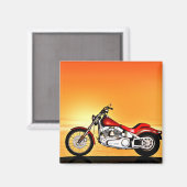 Motorrad bei Sonnenuntergang. Magnet (Vorderseite/Rückseite)