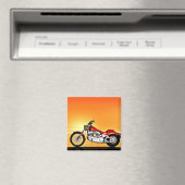 Motorrad bei Sonnenuntergang. Magnet (In Situ (Geschirrspüler))